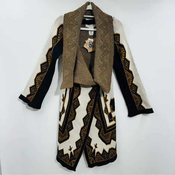 Rachel Rachel Roy Cardigan Sweater Duster Long Line Aztec Shawl Collar Sz L New - Picture 1 of 11